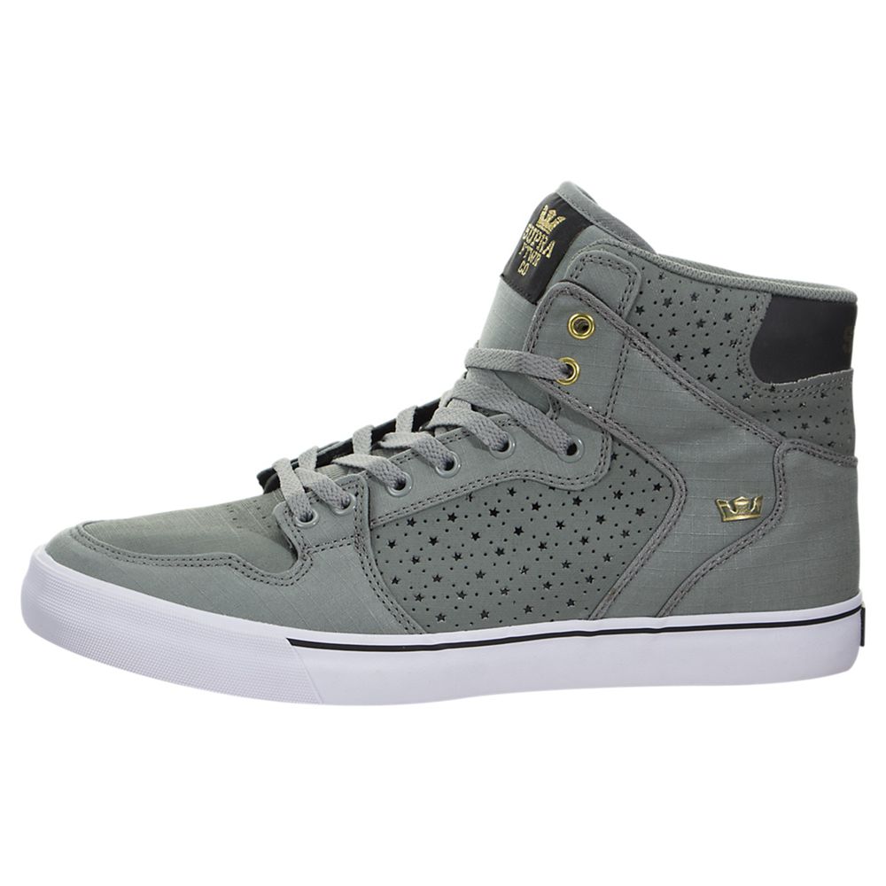 Baskets Montantes Supra Vaider Grise Noir Charcoal/Black-Gold-White Homme | JYR-04334393